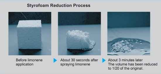 Decomposição do isopor quando em contato com o limoneno