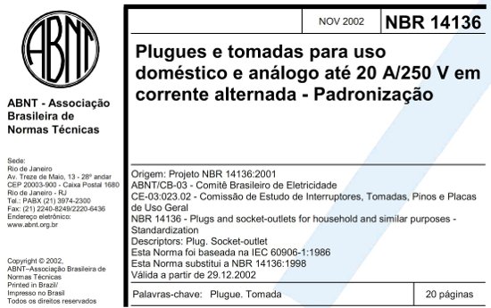 Figura 7 – Parte da página inicial da NBR 14136 – fonte: [3].