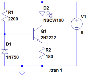 Figura 54 – Fonte de corrente constante com transistores e diodo zener, para 20mA. Fonte: Troniquices [31].