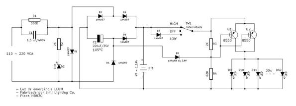 Figura 31 – Circuito original da luz de emergência LLUM.