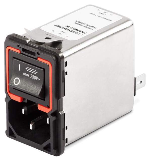 Figura 77 – Tomada Schaffner padrão IEC com chave, fusível e filtro de linha.