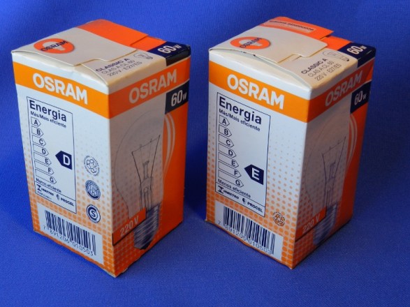 Figura 110 – Lâmpadas idênticas, compradas em épocas diferentes, com classificações diferentes.