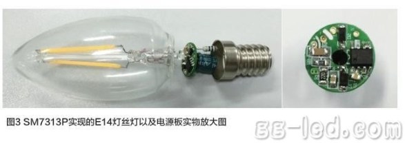 Figura 62 – Lâmpada de filamento LED com rosca E14, desmontada, onde é possível identificar os componentes utilizados. Fonte: FuriLED [162].