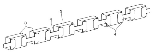 Figura 89 – Sequência de LED, formando algo semelhante a um filamento maleável. Fonte: Google Patents [259].