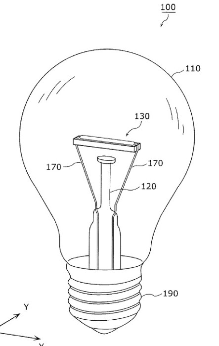 Figura 94 – Desenho do protótipo inicial da lâmpada Panasonic Nostalgic Clear, obtido da patente US20120256538 – Fonte: Google Patents [266].