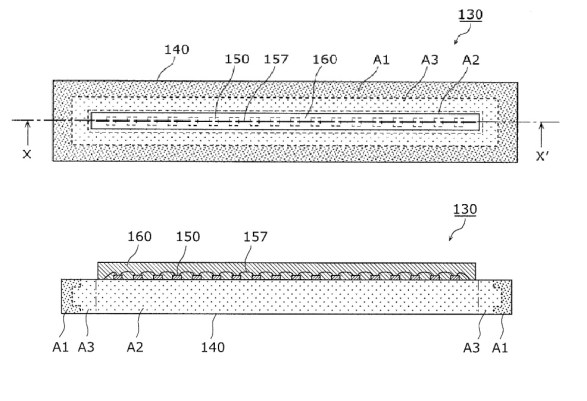 Figura 95 – Desenho da fonte de luz LED do protótipo inicial da lâmpada Panasonic Nostalgic Clear, obtido da patente US20120256538 – Fonte: Google Patents [266].