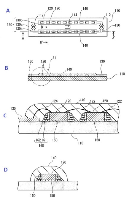 Figura 97 – Desenho da fonte de luz LED da lâmpada Panasonic Nostalgic Clear melhorada, obtido da patente US2014/0078738 A1. Fonte: Google Patents [267].