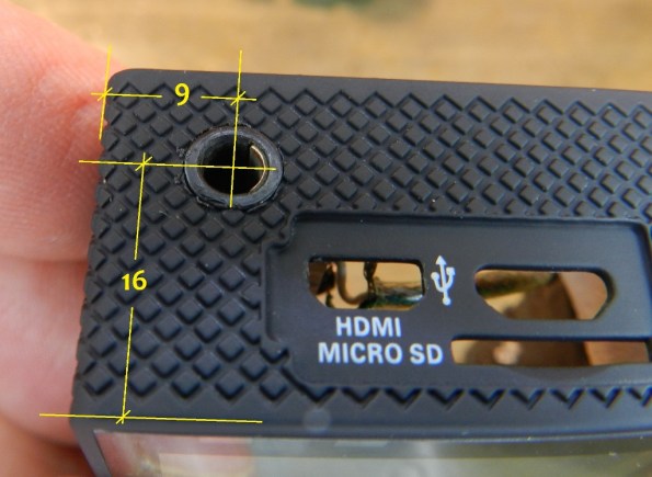 Figura 16 – Localização do furo na caixa da câmera.