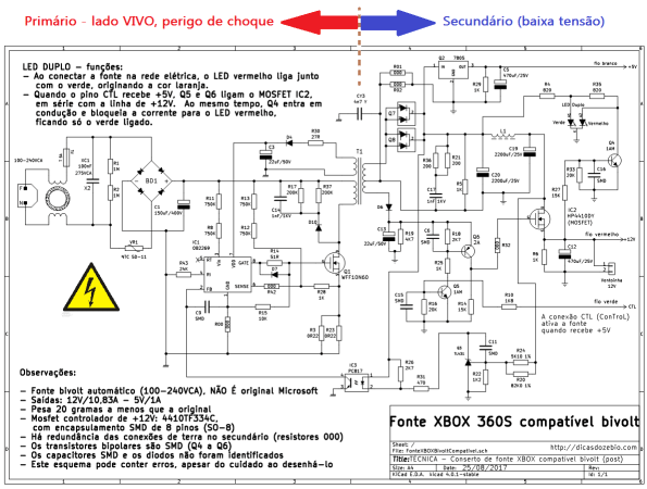 Figura 10 – Esquema da fonte bivolt automático, compatível com XBOX 360 S.