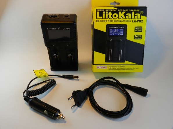 Fig. 18 – Carregador LiitoKala Lii-PD2, para duas pilhas, adquirido AliExpress [3].